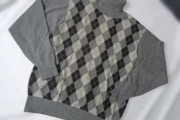 DUKE 캐시미어 100% 다이아 무늬 터틀넥 스웨터 남성용 M