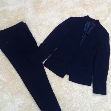 더 수트 컴퍼니 셋업 노카라 팬츠 수트 네이비 38