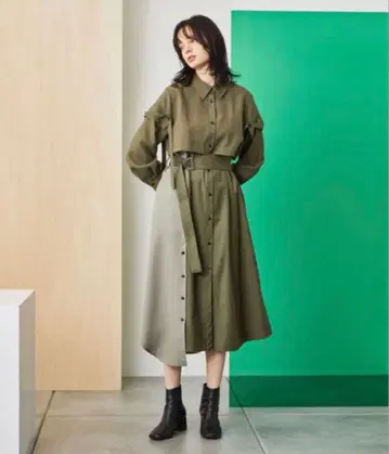 UNITED TOKYO 레이어드 콤비 셔츠 원피스