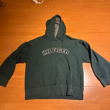 Tommy hilfiger 다크 그린 후드 부착 후드티