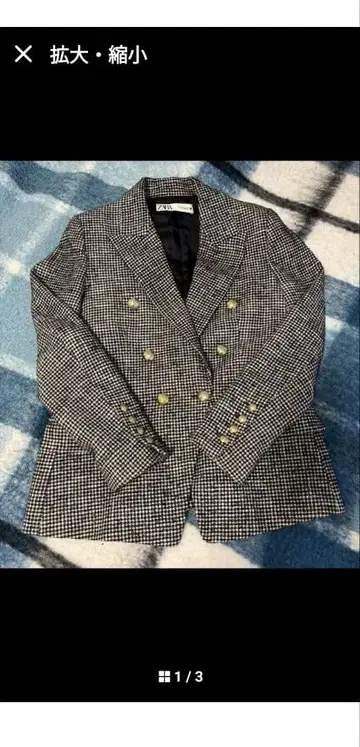 ZARA 더블 브레스트 체크 자켓