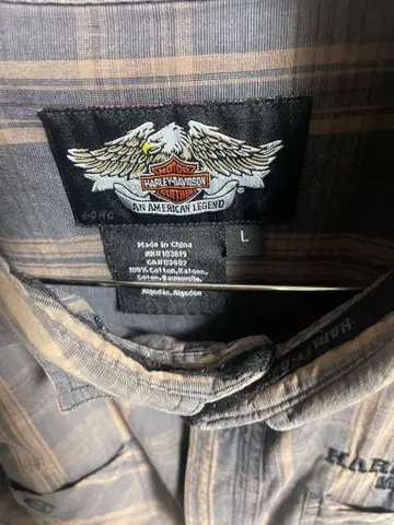 빈티지 HARLEY-DAVIDSON 체크 무늬 긴팔 셔츠 L