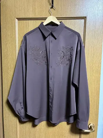 RAGEBLUE 다크 브라운 자수 셔츠 M