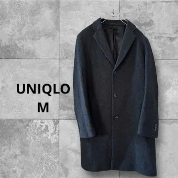 UNIQLO 울 캐시미어 체스터 코트 글렌체크 패턴 다크 그레이 M