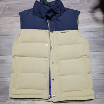 patagonia 남성용 다운 베스트 S 베이지/네이비