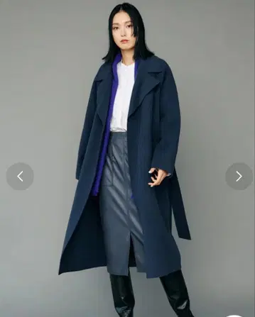 ICB 울 리버 롱 트렌치코트 캐시미어 혼방