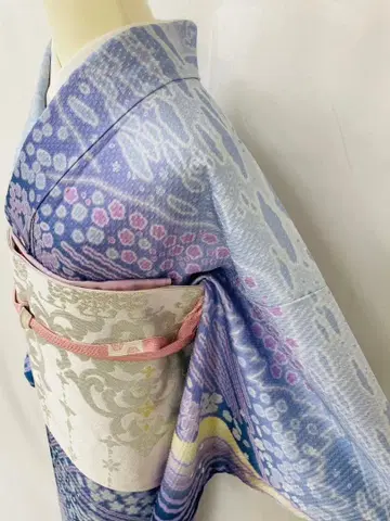 미사용 새상품 순수 실크 이중 기모노 오보로 시보리 호몬기 단품