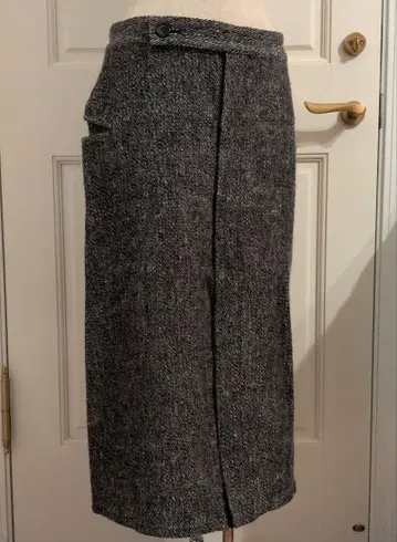 y's 그레이 계열 타이트 스커트 울 혼방