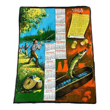 60s USA제 Vintage Fabric Calendar 1968