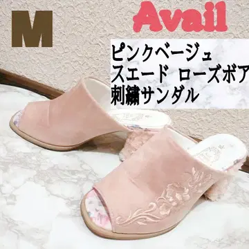 새상품급 Avail 핑크 베이지 스웨이드 보아 꽃무늬 샌들 M GRL