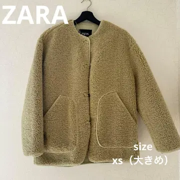 ZARA 그린 보아 무스탕 셔링 자켓