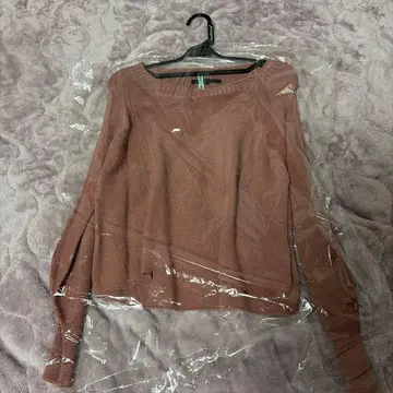 핑크 니트 스웨터 긴팔 크루넥