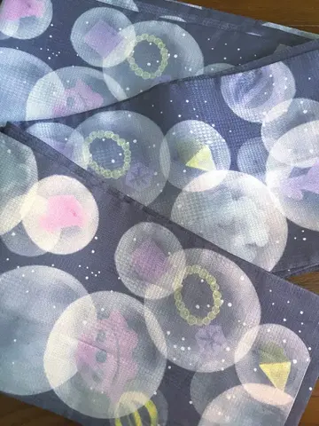 우주 디자인 반폭 오비 순수 실크제