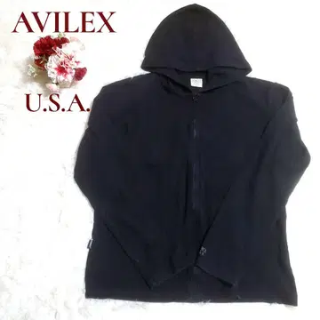 아비렉스 AVILEX U.S.A. 블랙 후드티 라지 사이즈 블랙