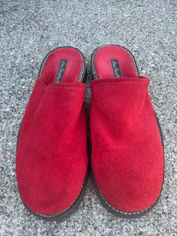 원샷 원킬 스웨이드 샌들 빨간색 슬립온 통굽