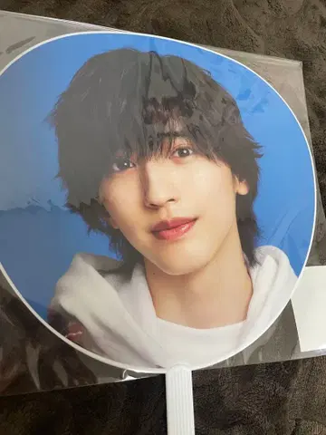 부채 얼굴 사진 파랑