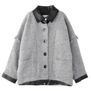 코 스타일 도킹 프린지 니트 자켓