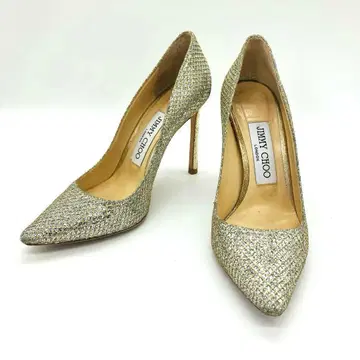 JIMMY CHOO 메쉬 글리터 실버 하이힐 펌프스 37
