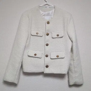 [ Otte ] 노카라 화이트 트위드 자켓