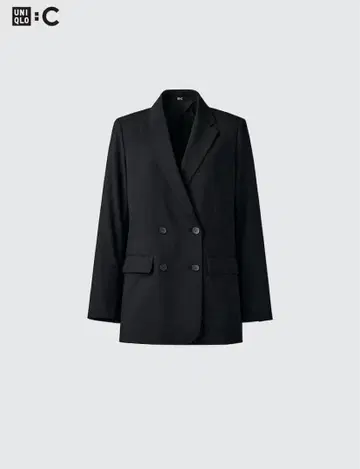 [ M 사이즈 ] 유니클로C 감동 더블 자켓 릴랙스핏 블랙