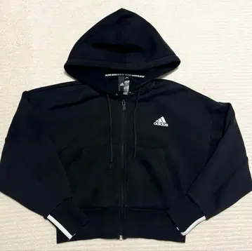 adidas 아디다스 빅 로고 풀 집업 후드티 S 미디 기장 블랙