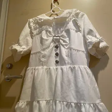 디어마이러브 리본 포함 화이트 미니 원피스