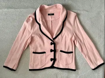 MILK 밀크 7부 소매 리본 맨투맨 자켓 핑크 x 블랙 면