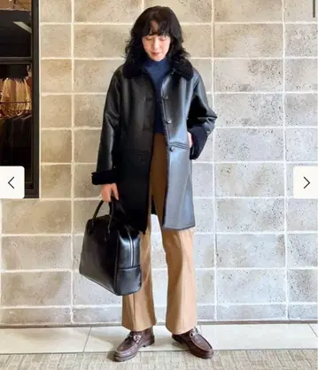 Ray BEAMS 페이크 무스탕 하프 코트