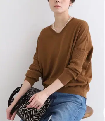 INDIVI 리브 슬리브 컴팩트 니트 택 포함 새상품