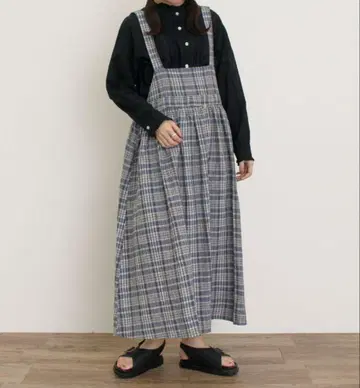 사만사 모스모스 [ Cross x Linen ] 점프 스커트 네이비