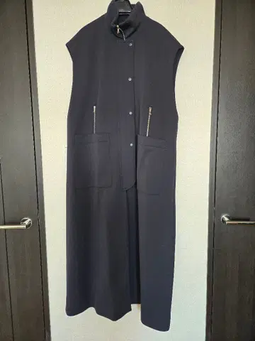 어도어 네이비 롱 베스트 노카라