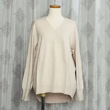 TOPVALU 베이지 V넥 긴팔 스웨터 L 사이즈 레이온
