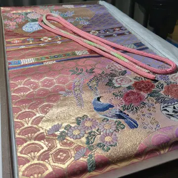 꽃과 새 자수 후쿠로 오비 허리띠 포함