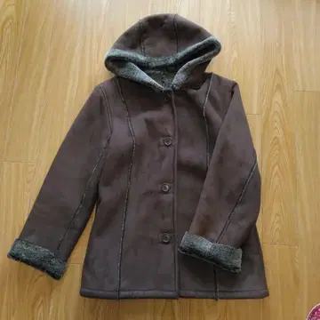 [컨디션 최상 MELROSE] 브라운 후드 부착 무스탕 자켓