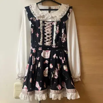 LIZ LISA Salon de Fraise 패턴 셋업 블랙