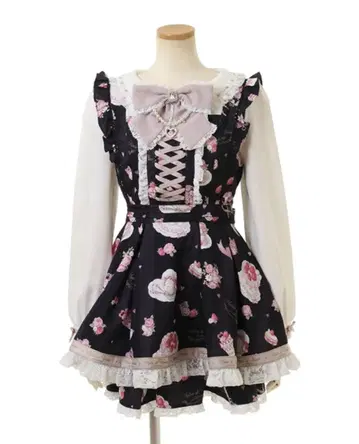 LIZ LISA Salon de Fraise 패턴 셋업 블랙