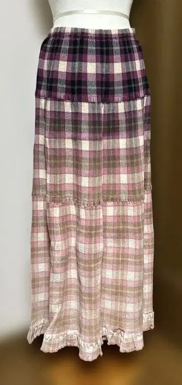 츠모리치사토 체크 무늬 롱 스커트