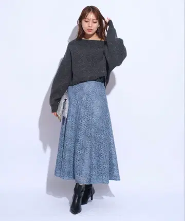 [ 새상품급 ] 마이 스트라다*라임 레이스 플레어 스커트