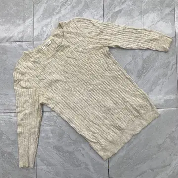 BEAUTY&YOUTH 니트 긴팔 리브 무지 슬림핏 베이지