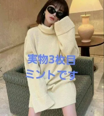 eimy 오프롤 루즈 니트 미니 원피스