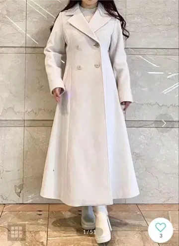 가격 인하 협상 ok MERCURYDUO 아이보리 더블 브레스트 롱 코트