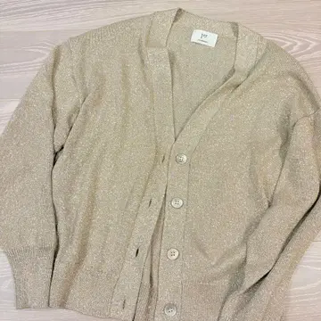 프리미어 아롱디스망 라메 가디건 골드 베이지 새상품급