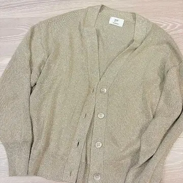 프리미어 아롱디스망 라메 가디건 골드 베이지 새상품급