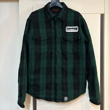 THRASHER 울 셔츠 자켓 블록 체크 퀼팅