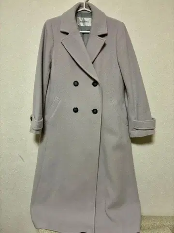 연보라 더블 브레스트 롱 코트