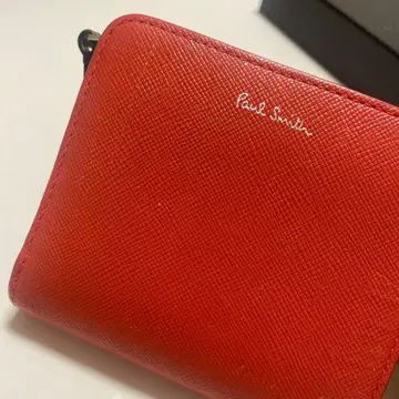 폴 스미스 빨간색 가죽 접이식 지갑