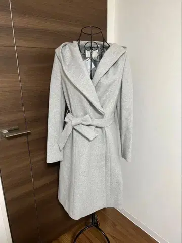 내추럴 뷰티 캐시미어 혼방 후디드 코트 그레이 택 포함 새상품