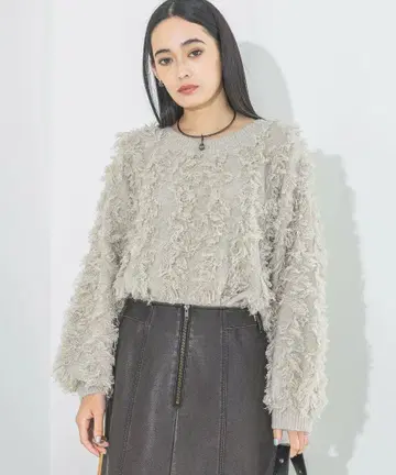 JEANASIS 라메 컷 자카드 풀오버