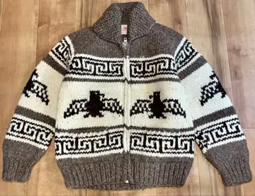 빈티지 캐나다제 프론트 지퍼 카우친 스웨터