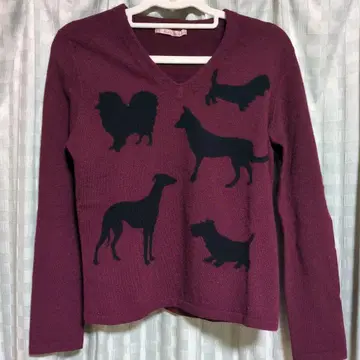 폴스미스 woman 개 실루엣 긴팔 니트 와인 레드